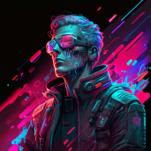 Cyberpunk Neon Portrait Wallpaper