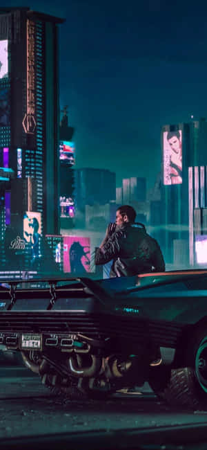 Cyberpunk_ Nightlife_with_ Futuristic_ Car.jpg Wallpaper