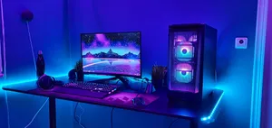 Cyberpunk Style Gaming Setup Wallpaper