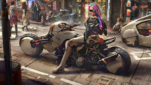 Cyborg On Techno Bike Wallpaper