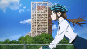 Cycling Girl Anime Scene Wallpaper