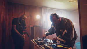 D J Screw Spinning Vinyl Wallpaper