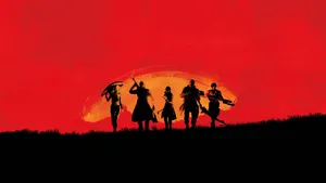 D M C5 Red Silhouette Heroes Wallpaper