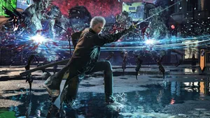 D M C5 Vergil Combat Scene Wallpaper