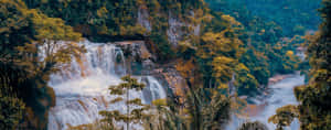 D R Congo Lush Waterfall Scenery Wallpaper