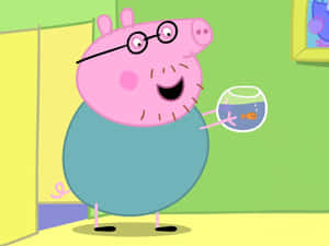 Daddy Pig Watching Over His Family Wallpaper