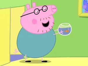 Daddy Pig Watching Over His Family Wallpaper