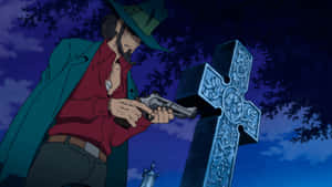 Daisuke Jigen From Lupin Iii In Action Wallpaper