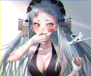 Daki Demon Slayer Light Blue Hair Wallpaper