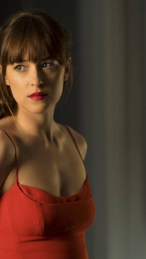 Dakota Johnson Red Dress Wallpaper