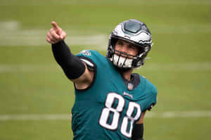 Dallas Goedert Eagles Pointing On Field Wallpaper