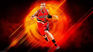 Damian Lillard Portland Trail Blazers Dynamic Play Wallpaper