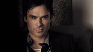 Damon Salvatore With Fierce Eyes Wallpaper