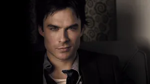 Damon Salvatore With Fierce Eyes Wallpaper