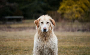 Damp Golden Retriever Outdoors.jpg Wallpaper