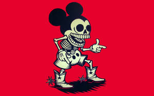 Dance Of Death: A Skeleton Mickey Mouse Wallpaper