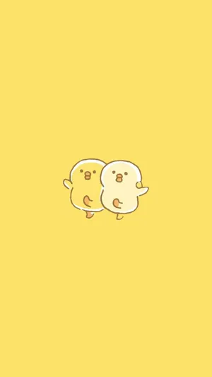 Dancing Ducks On Cute Pastel Yellow Aesthetic Wallpaper