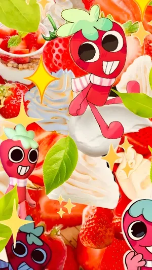 Dandys World Strawberry Fun Wallpaper