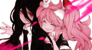 Danganronpa 2 Goodbye Despair Junko Izuru Hugging Wallpaper