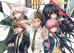 Danganronpa Characters Group Pose Wallpaper