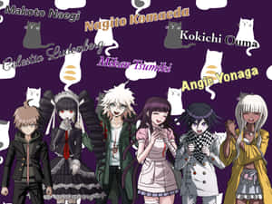 Danganronpa Charactersand Cats Illustration Wallpaper