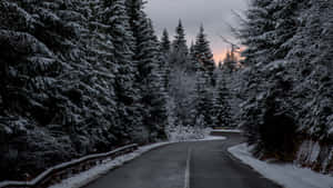 Dangerous Icy Road In Winter Wonderland Wallpaper