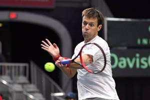 Daniel Nestor Playing In Davis Cup Wallpaper