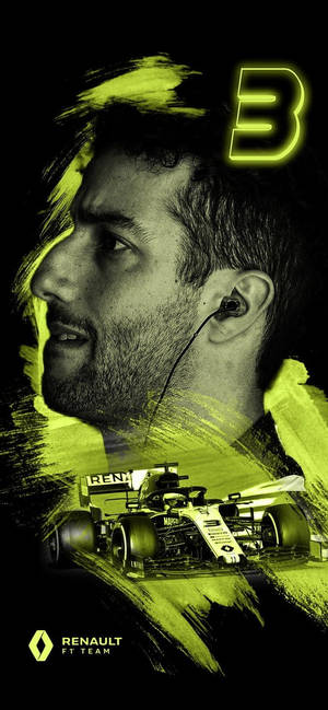 Daniel Ricciardo In Green And Black Abstract Wallpaper