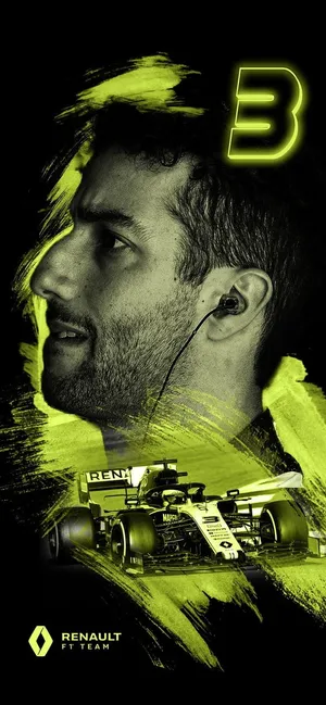 Daniel Ricciardo In Green And Black Abstract Wallpaper