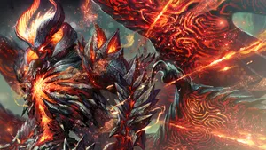 Dante Facing Fiery Demon Wallpaper