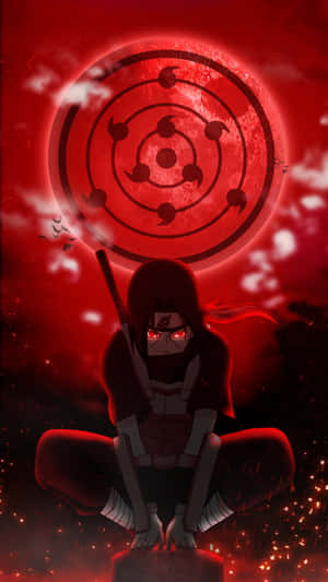 Dark Aesthetic Cartoon Itachi Uchiha Squatting Wallpaper