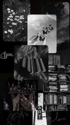 Dark Aesthetic Collage Books Butterflies Wallpaper