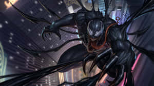 Dark And Menacing Venomized Character Unleashed Wallpaper