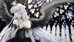 Dark Angel Vampire In Gothic Cathedral Wallpaper