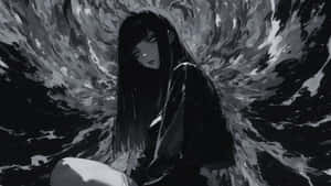 Dark Anime Girl Sitting Wallpaper