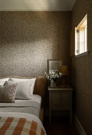 Dark Bedroom Walls With Subtle Design Wallpaper