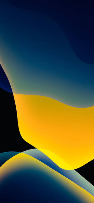 Dark Blue And Yellow Ios 16 Wallpaper