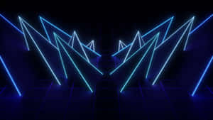 Dark Blue Neon Lines Aesthetic Wallpaper