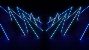 Dark Blue Neon Lines Aesthetic Wallpaper