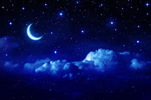 Dark Blue Star Crescent Cloud Wallpaper