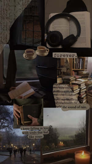 Dark Book Aesthetic Collage Wallpaper