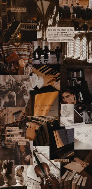 Dark_ Book_ Aesthetic_ Collage Wallpaper