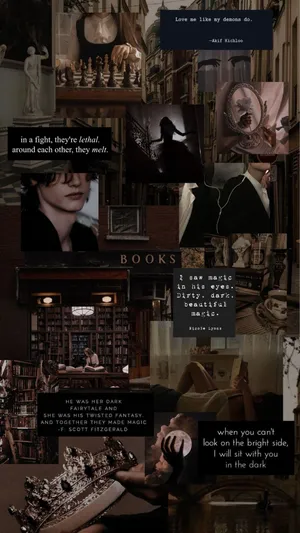Dark_ Book_ Aesthetic_ Collage Wallpaper