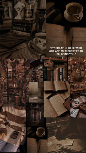 Dark Book Aesthetic Collage Wallpaper