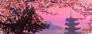 Dark Cherry Blossom Tree With The Mt. Fuji Wallpaper