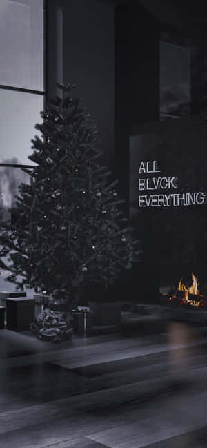 Dark Christmas Tree Monochrome Aesthetic Wallpaper