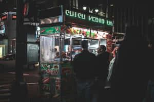 Dark City Night Food Stand Wallpaper