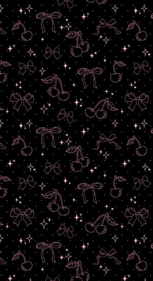 Dark Coquette Cherry Pattern Wallpaper