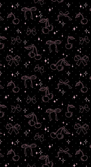 Dark Coquette Cherry Pattern Wallpaper