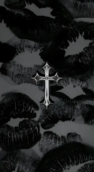 Dark Coquette Cross Lips Wallpaper